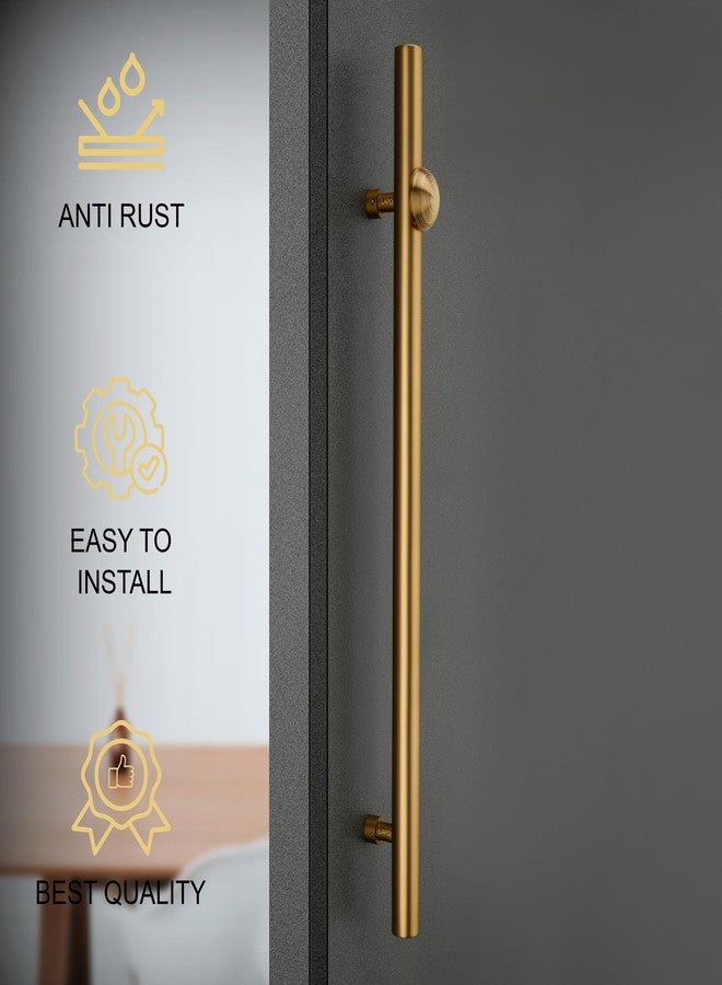 LAPO مقبض باب لابو شديد التحمل من الفولاذ المقاوم للصدأ 304، مقاس 36 بوصة، مطلي بالذهب بتقنية PVD، مناسب للأبواب الرئيسية | المسافة بين فتحتي المقبض 26 بوصة | ضمان 3 سنوات - عبوة من قطعة واحدة - Image 3